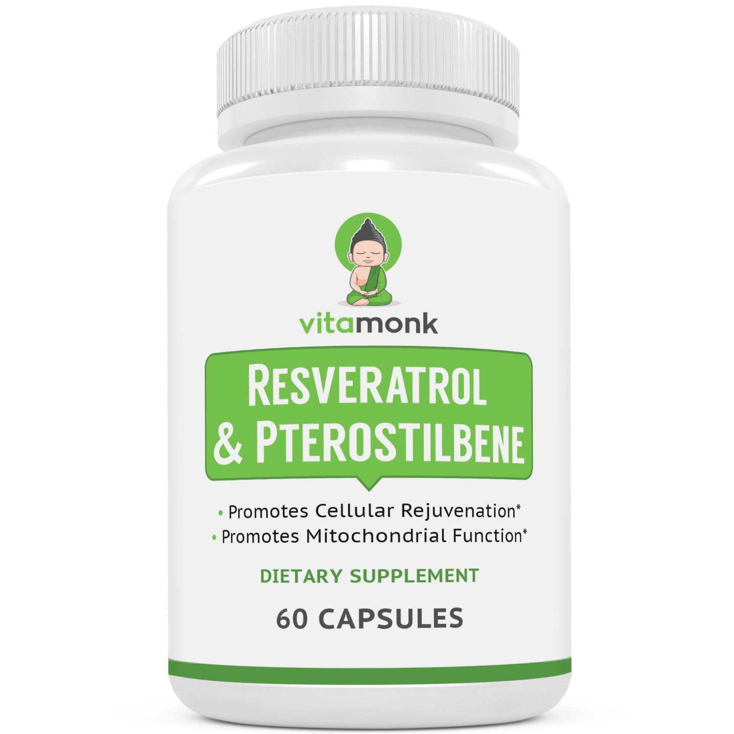 VitaMonk Resveratrol Pterostilbene Supplement bottle front view
