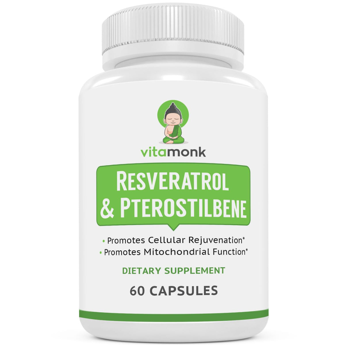 VitaMonk Resveratrol Pterostilbene Supplement bottle front view