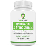 VitaMonk Resveratrol Pterostilbene Supplement bottle front view
