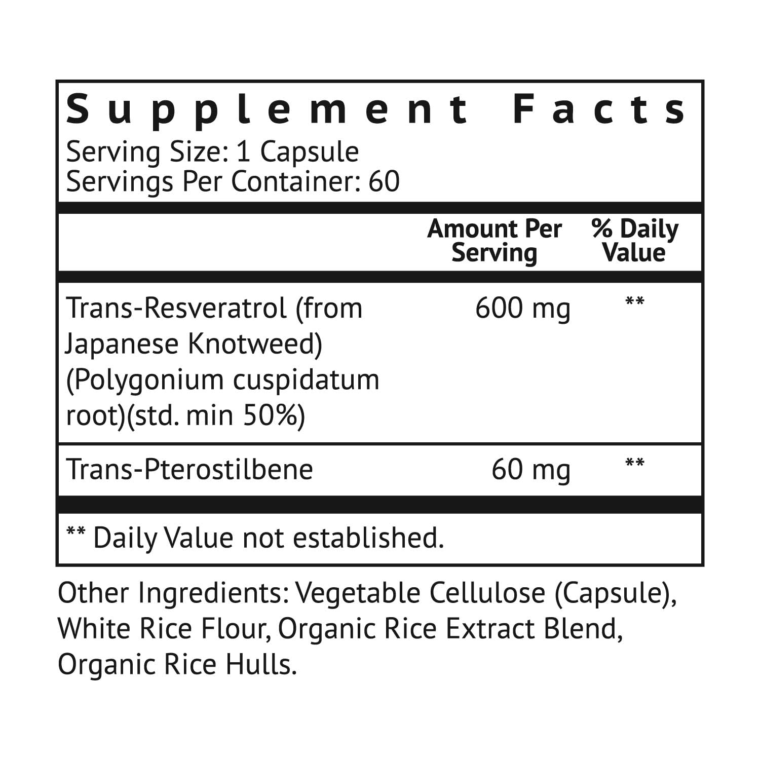 VitaMonk Resveratrol Pterostilbene Supplement bottle side view