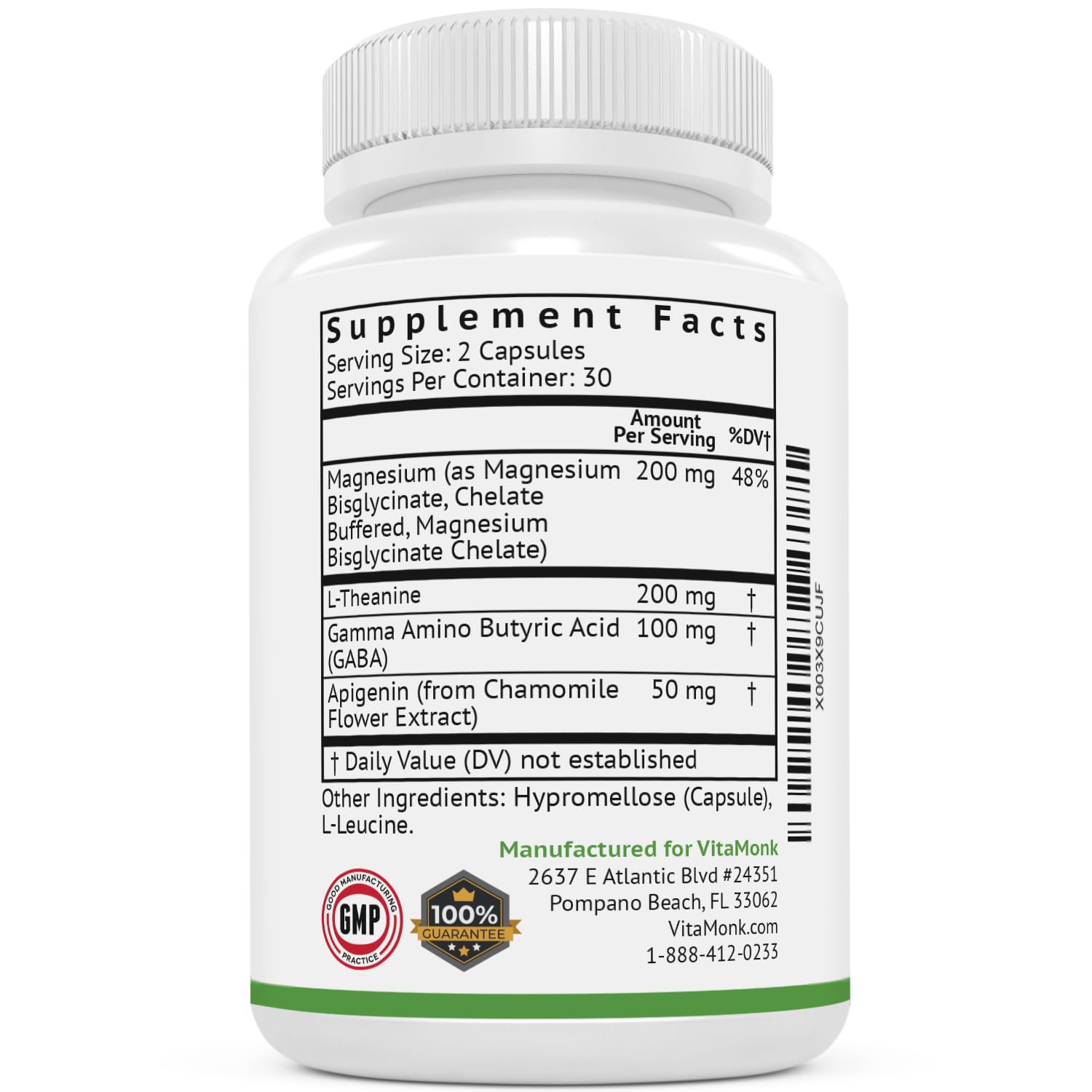 VitaMonk Sleep Aid Capsules with chamomile flowers