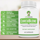 VitaMonk Turmeric Curcumin Ginger Complex 600mg Capsules side view