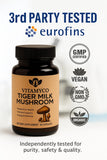 Vitamyco Tiger Milk Mushroom capsules with a measuring spoon