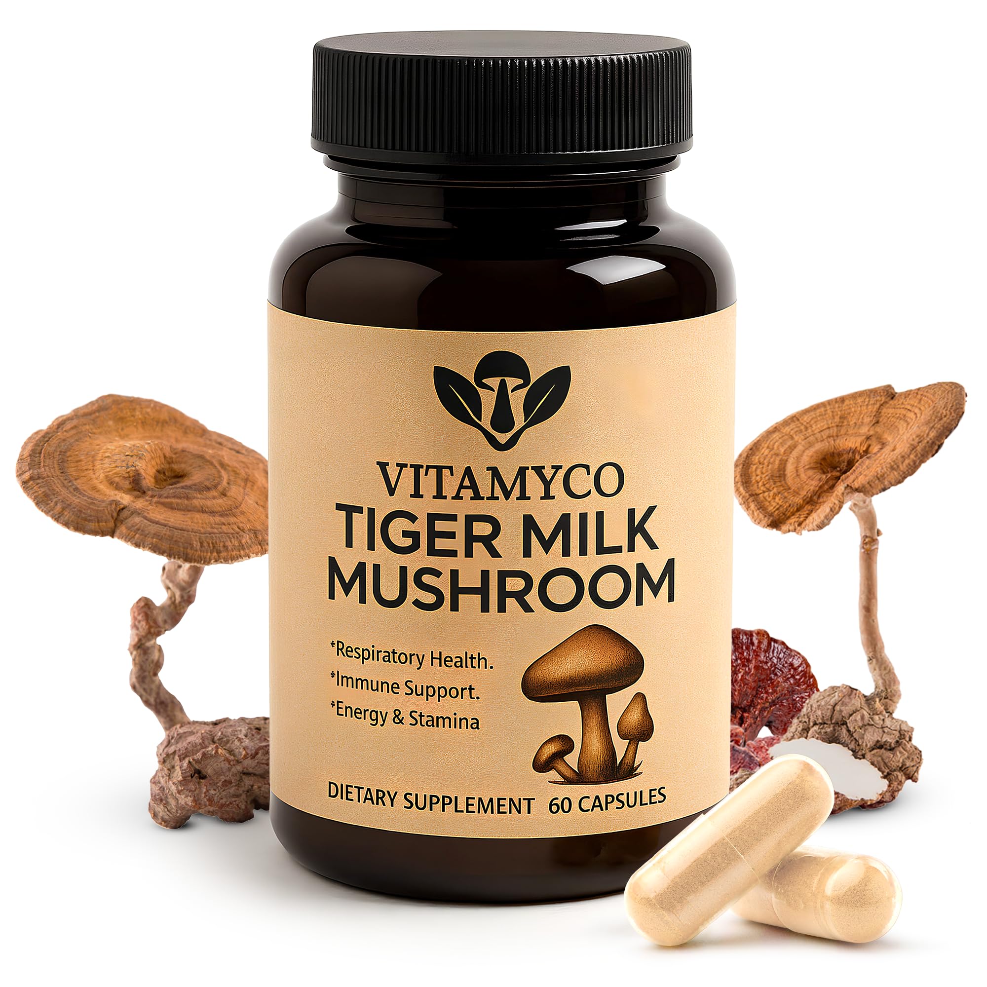 Vitamyco Tiger Milk Mushroom Lung Support Capsules front view