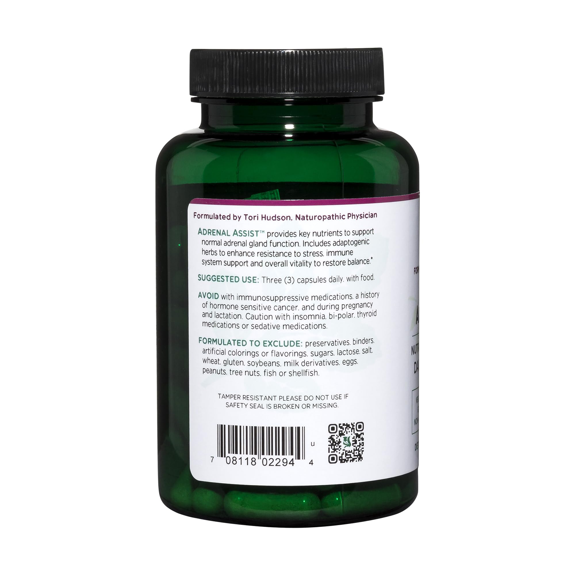 Vitanica Adrenal Assist 118g back view with nutritional information