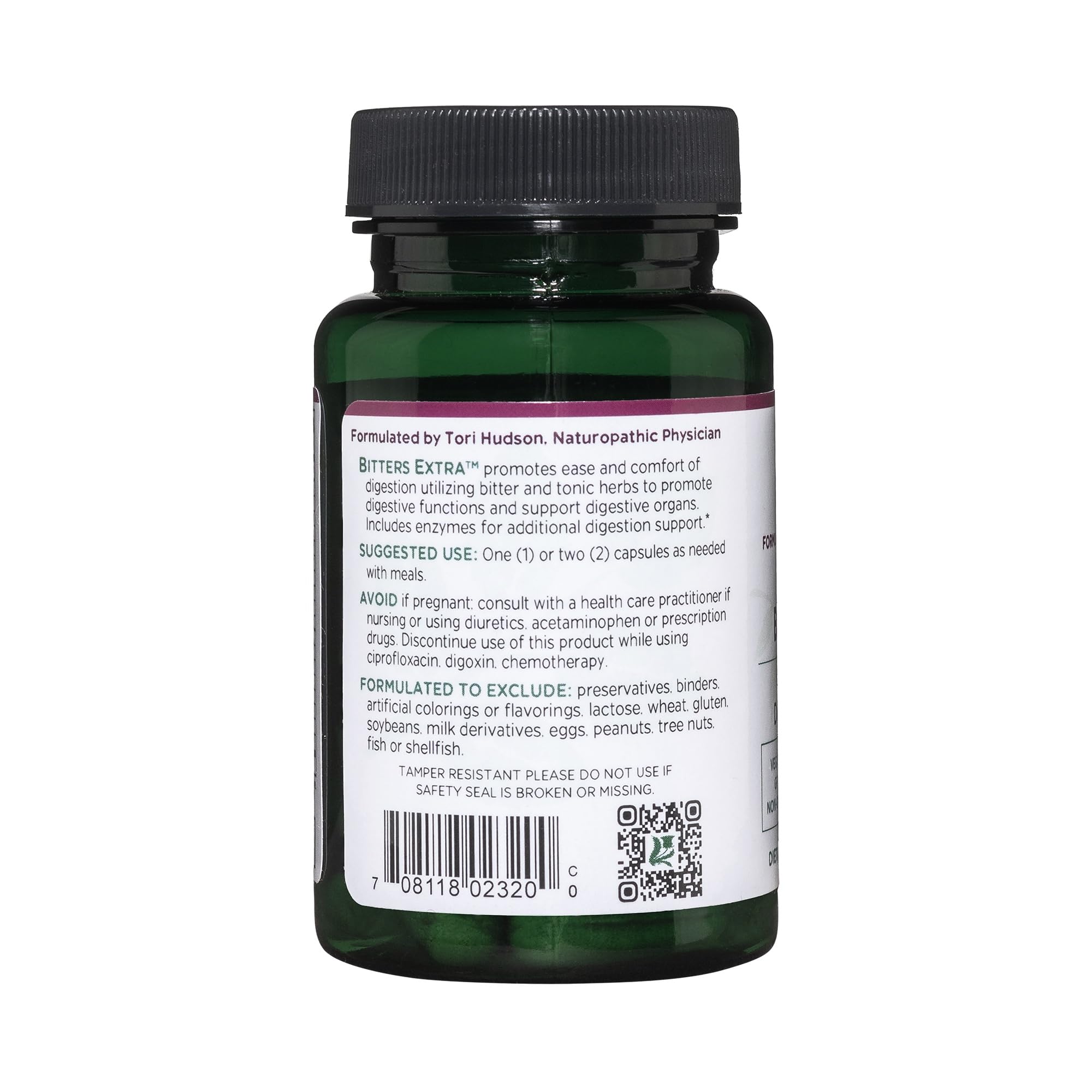Vitanica Bitters Extra Capsules ingredients list close-up