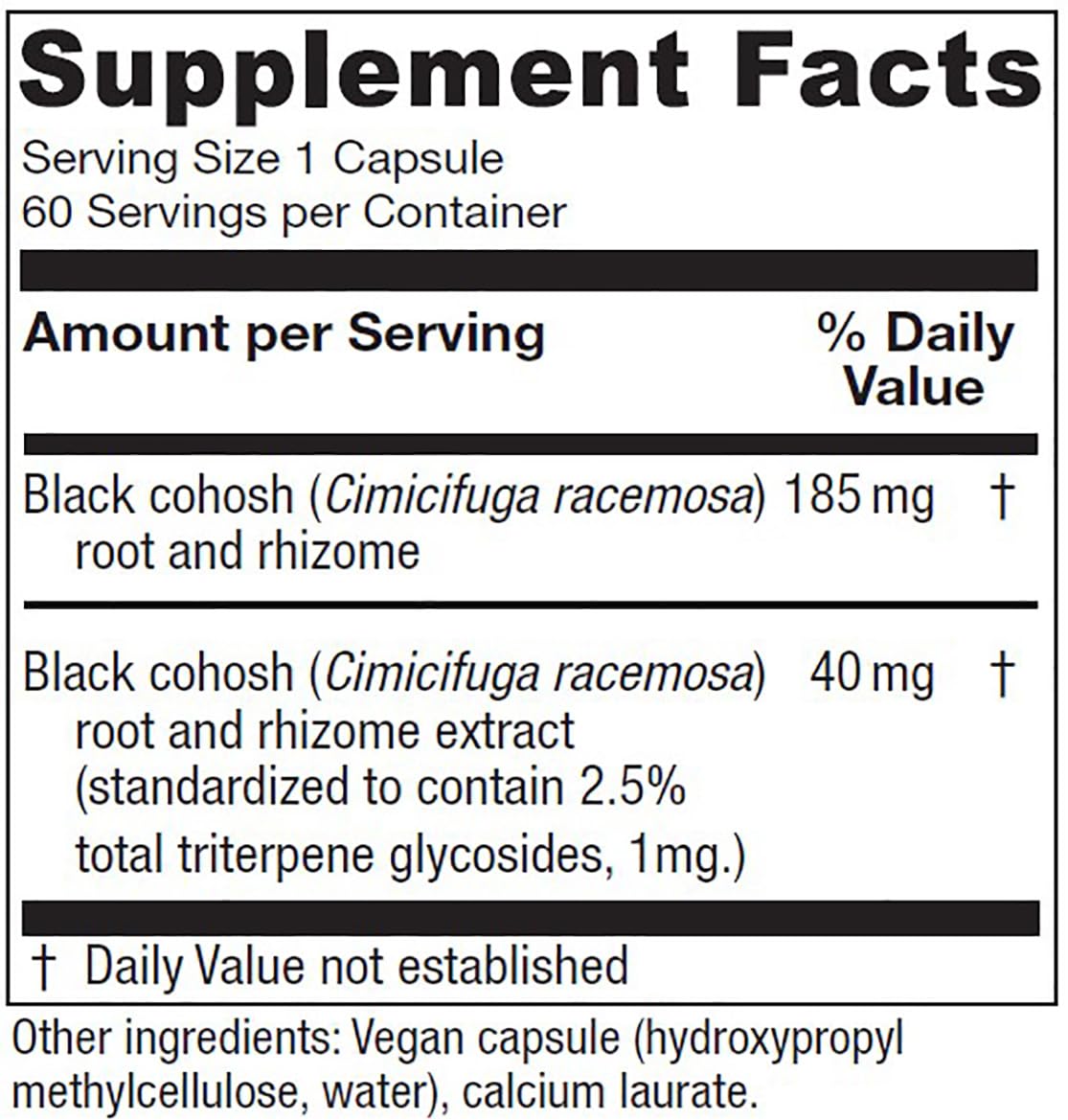 Vitanica Black Cohosh 40mg capsules side view