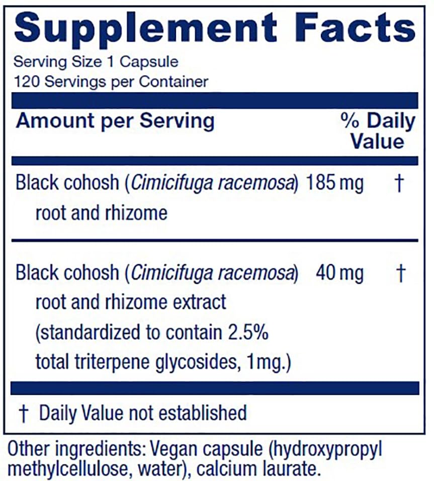 Vitanica Black Cohosh Supplement side view with label