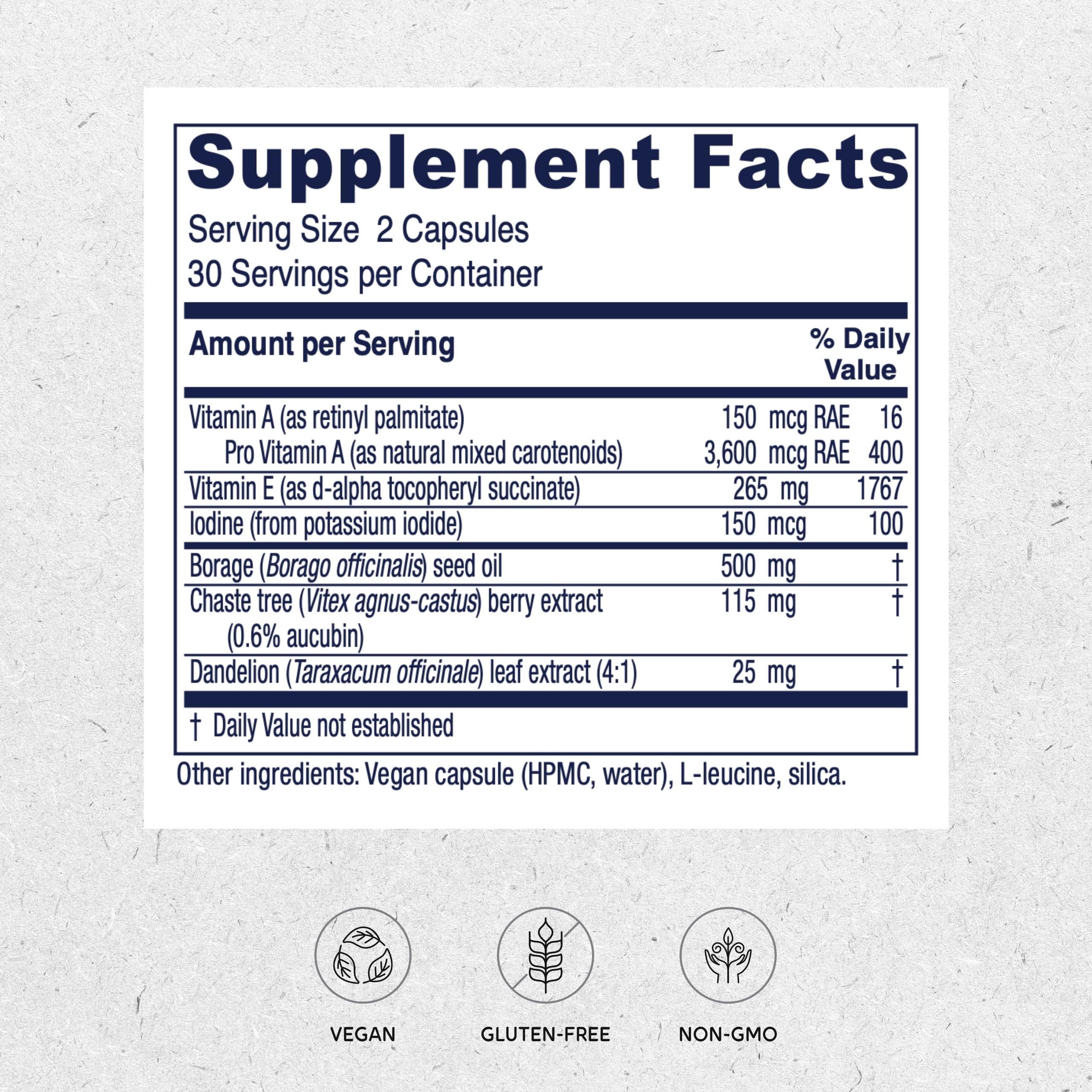 Vitanica Breast Cycle Blend 82g side view of packaging