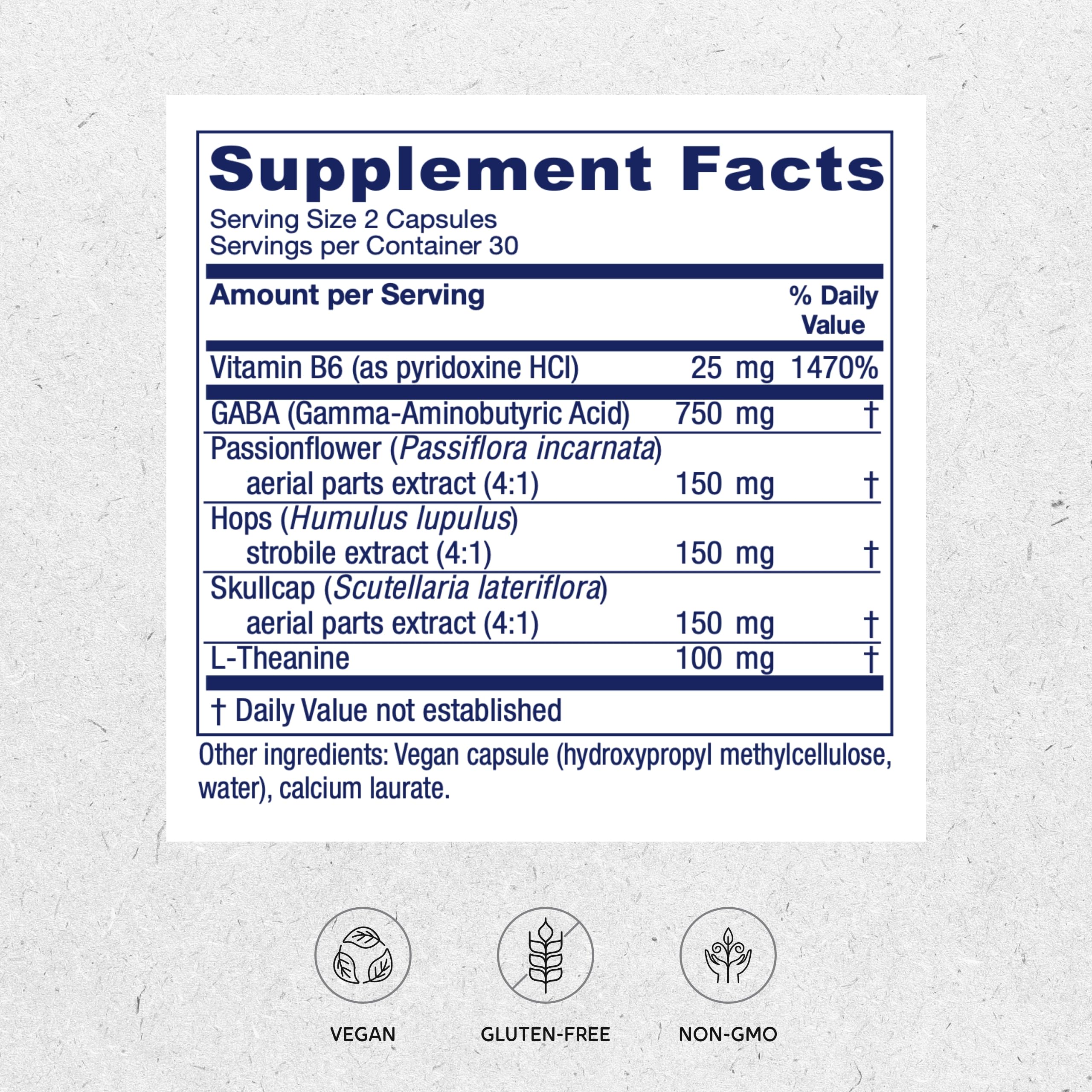 Vitanica Calming Support Supplement 60 Capsules side view