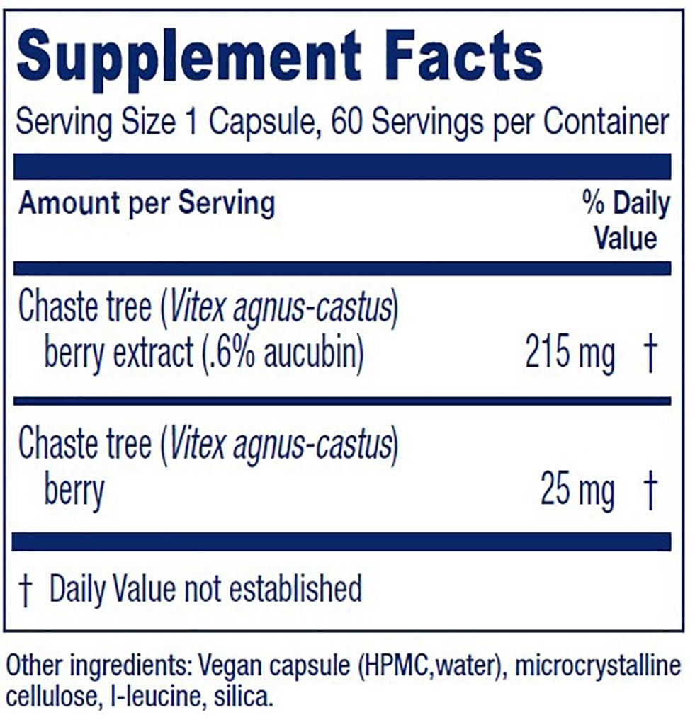 Vitanica Chaste Tree Berry Capsules 60 Count side view