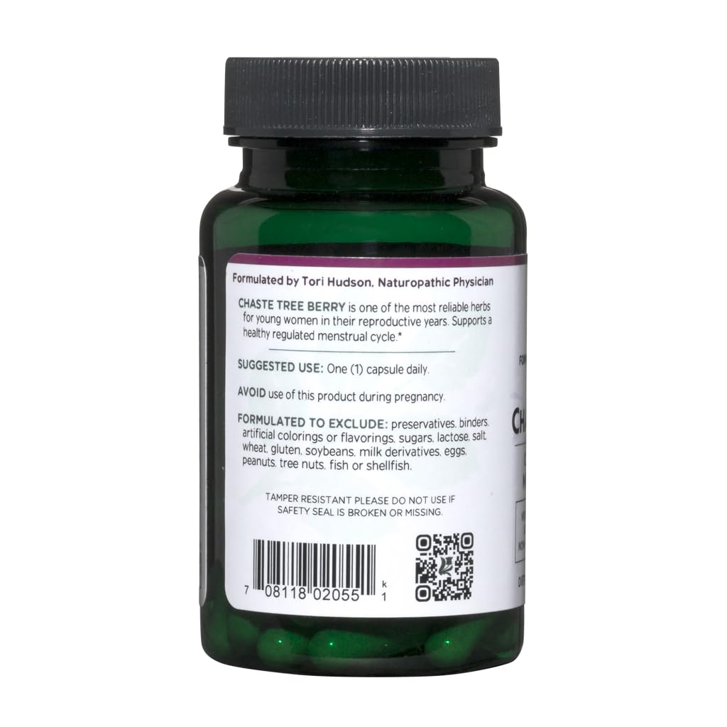Vitanica Chaste Tree Berry Herbal Supplement back view