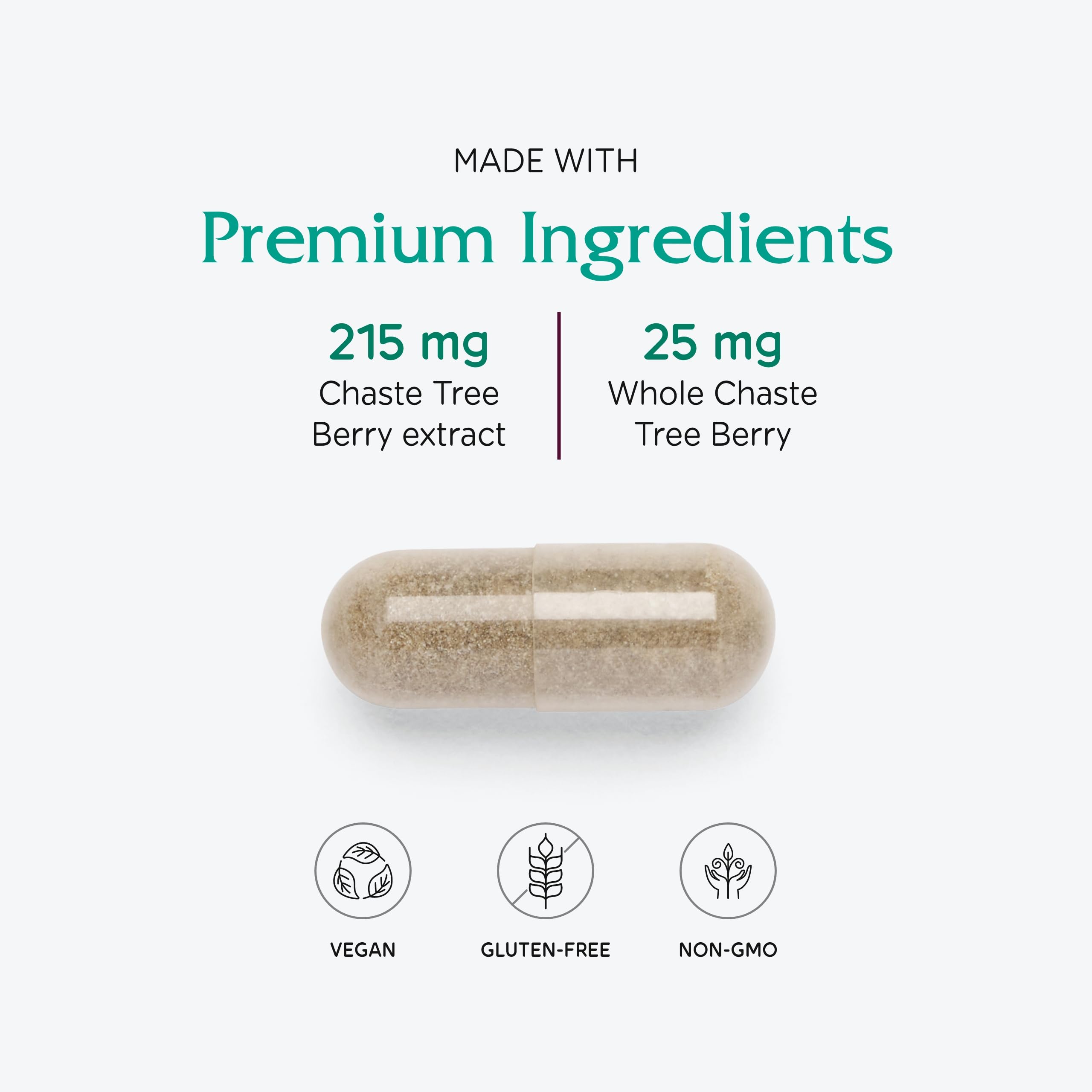Vitanica Chaste Tree Berry Herbal Supplement capsule close-up