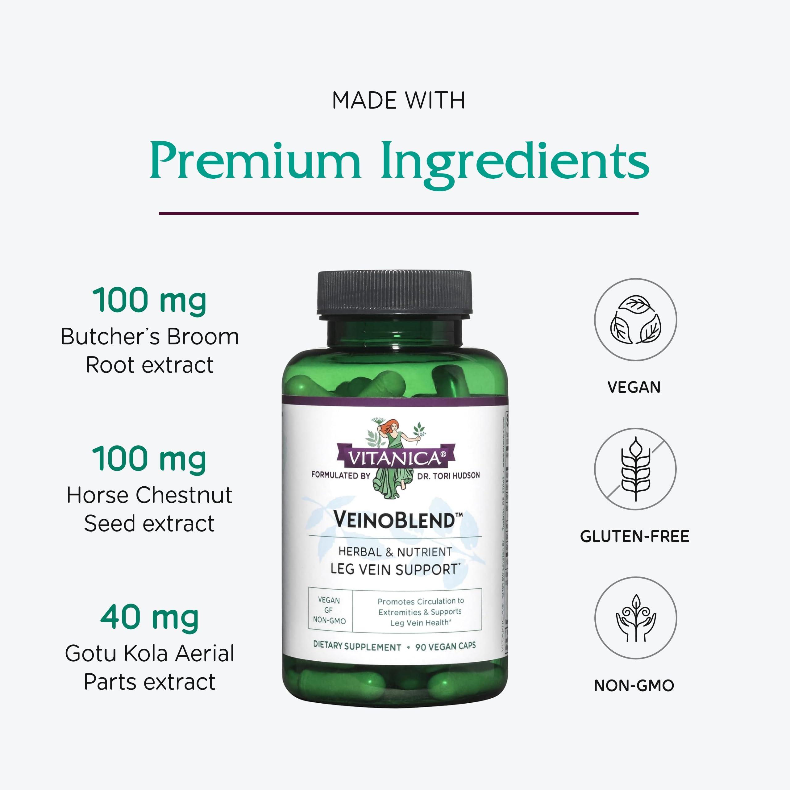 Vitanica Circulation Support Capsules on a wooden table