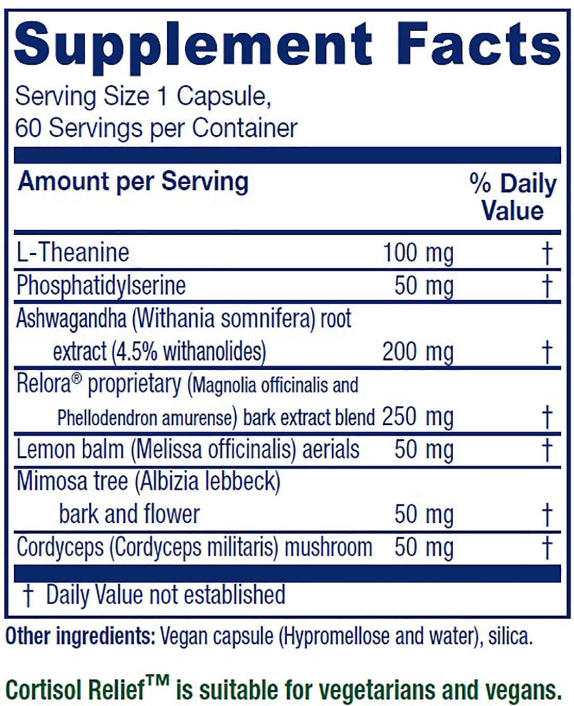 Vitanica Cortisol Relief Sleep Supplement side view with label
