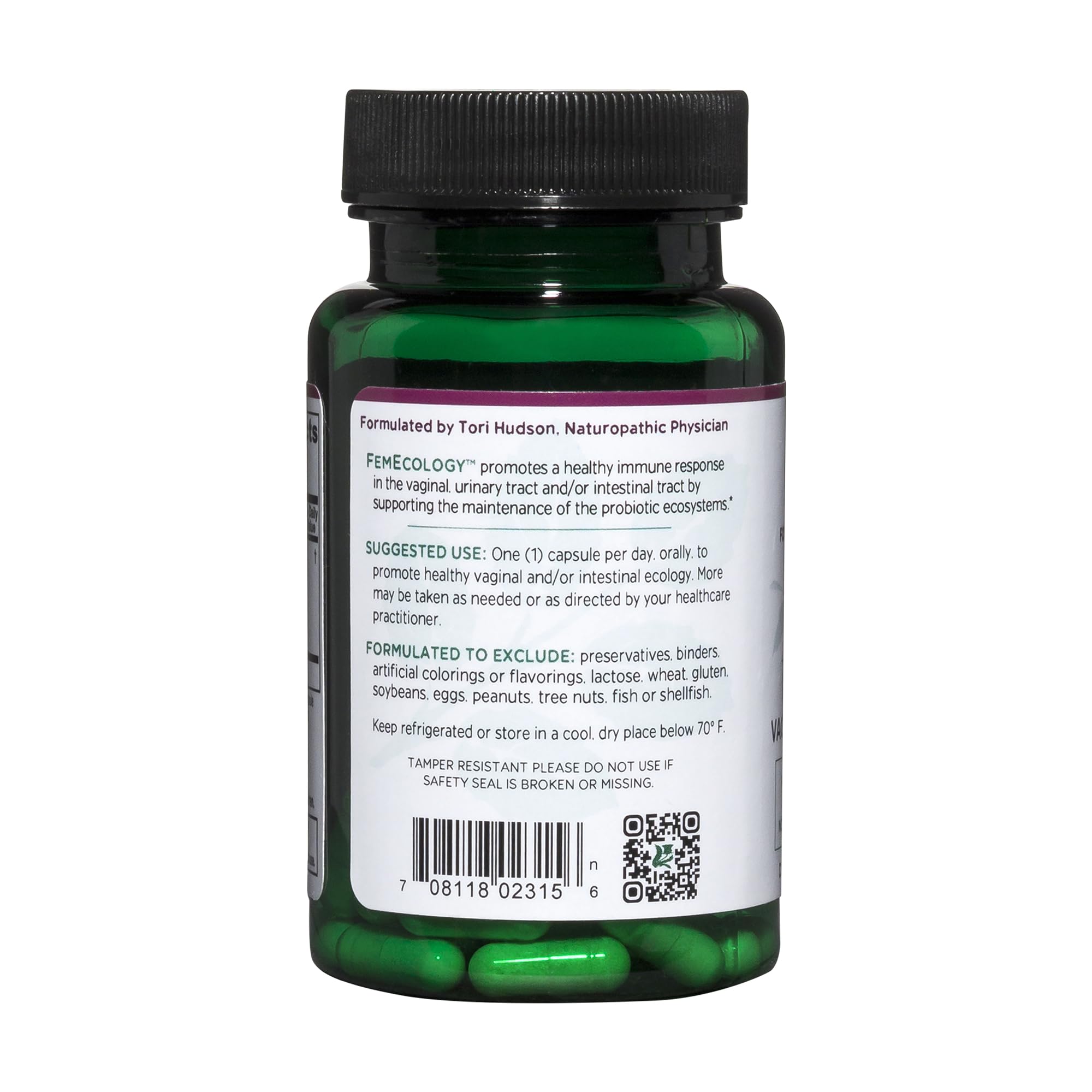 Vitanica FemEcology Probiotic Capsules with nutritional information