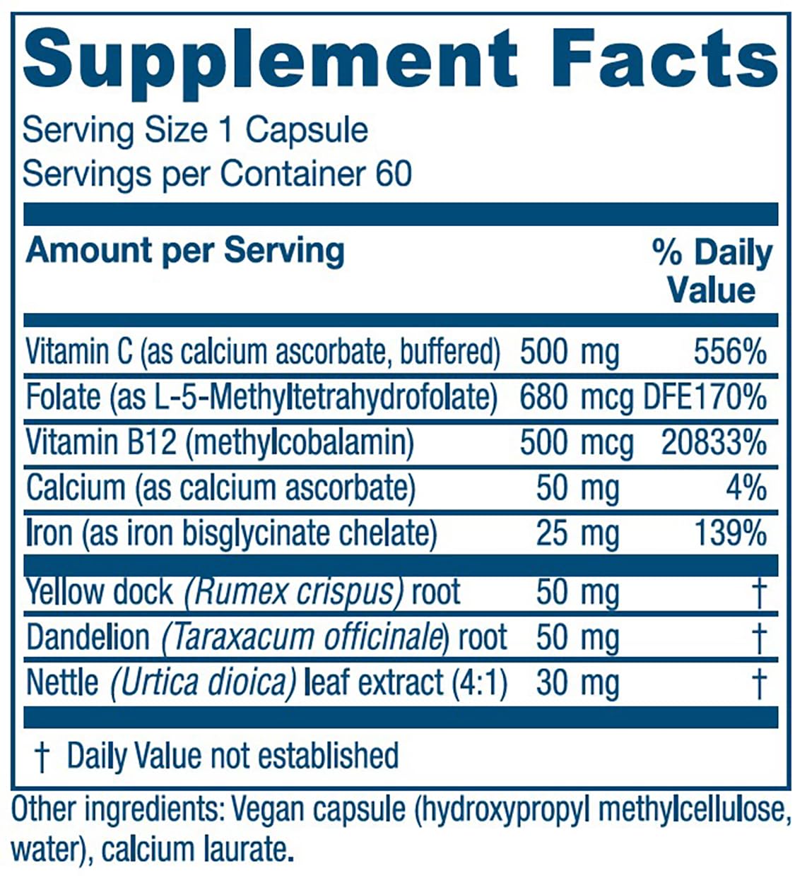 Vitanica Iron Extra 90 capsules side view