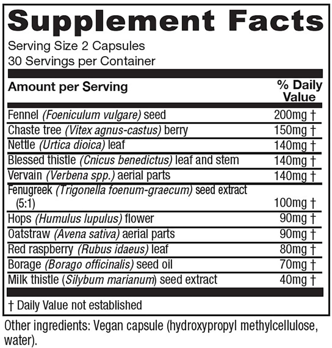 Vitanica LactationBlend Milk Thistle Supplement 60 Capsules side view