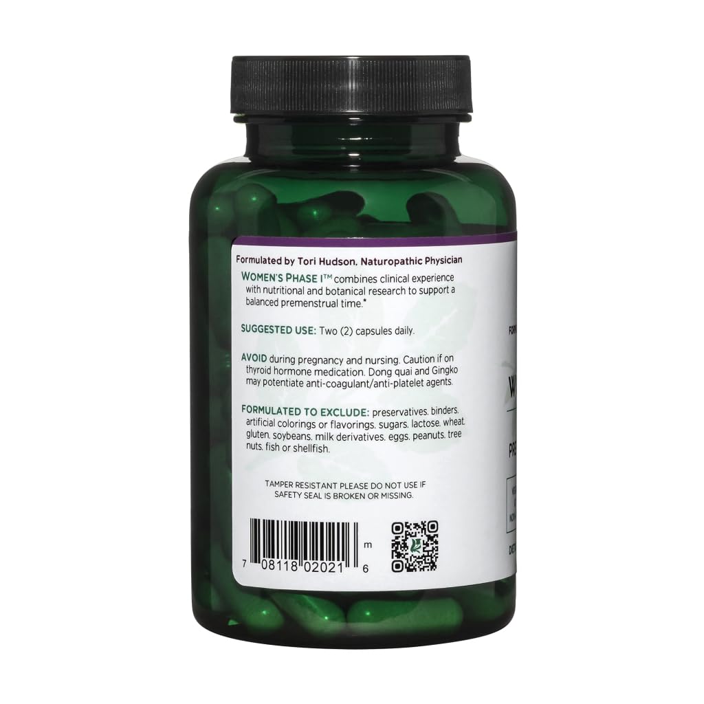 Vitanica Premenstrual Support Capsules back view with ingredient list