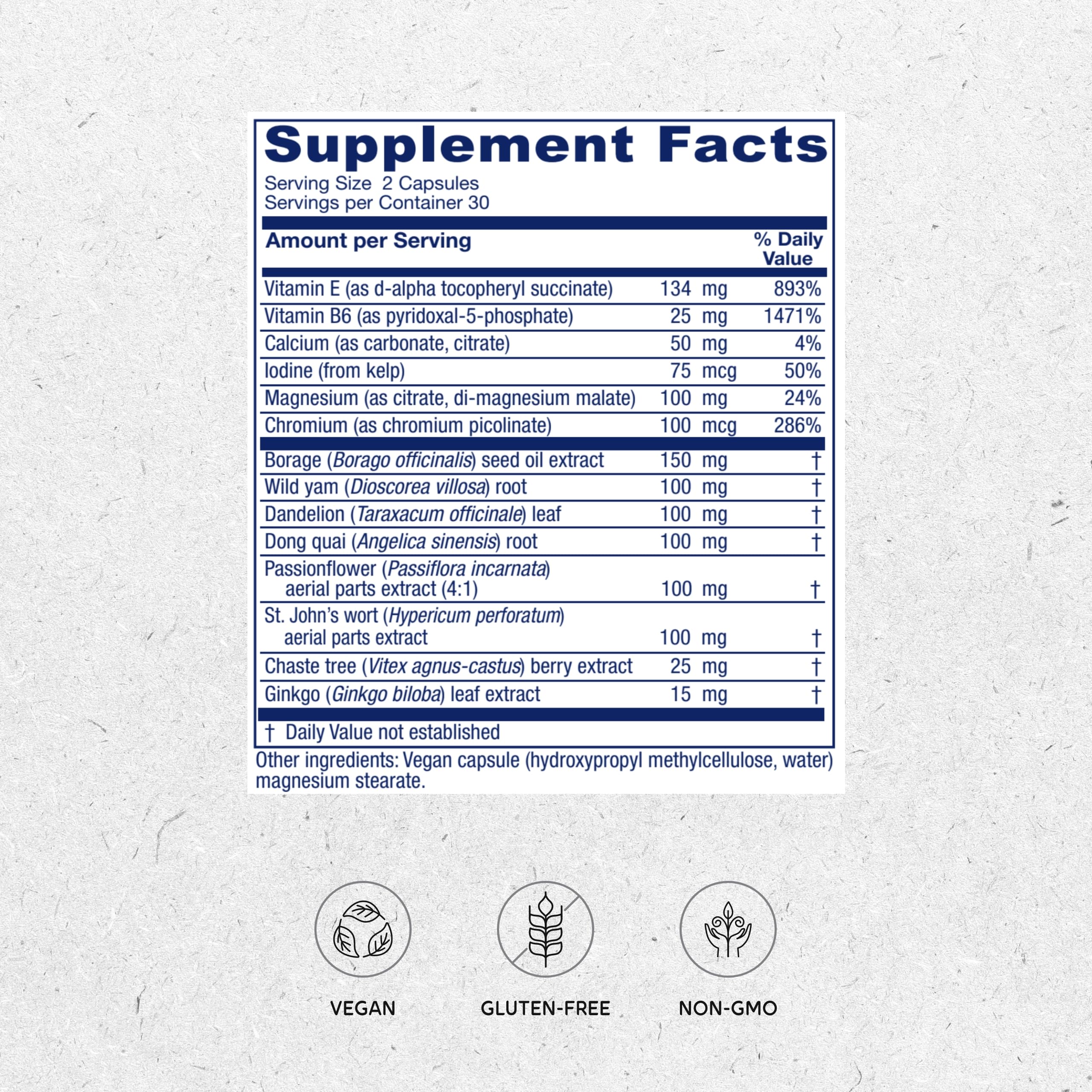 Vitanica Premenstrual Support Supplement 82g side view