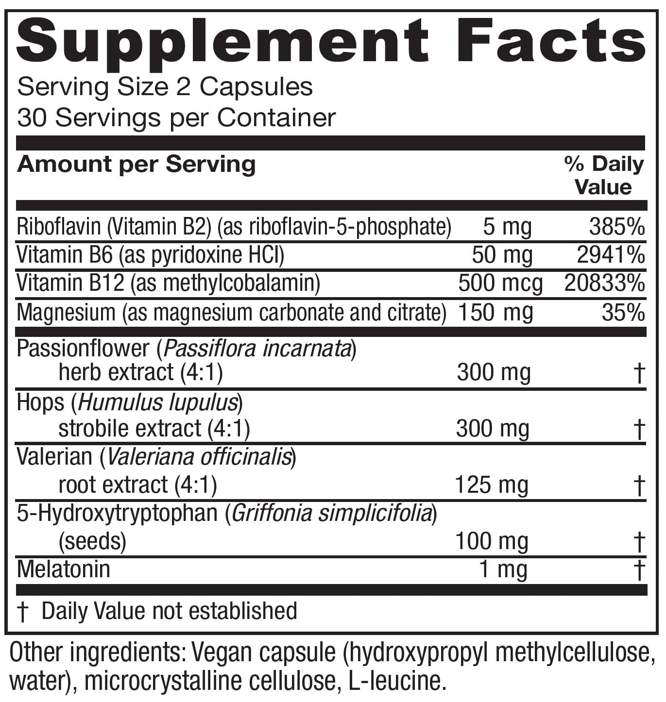 Vitanica Sleep Supplement ingredients list