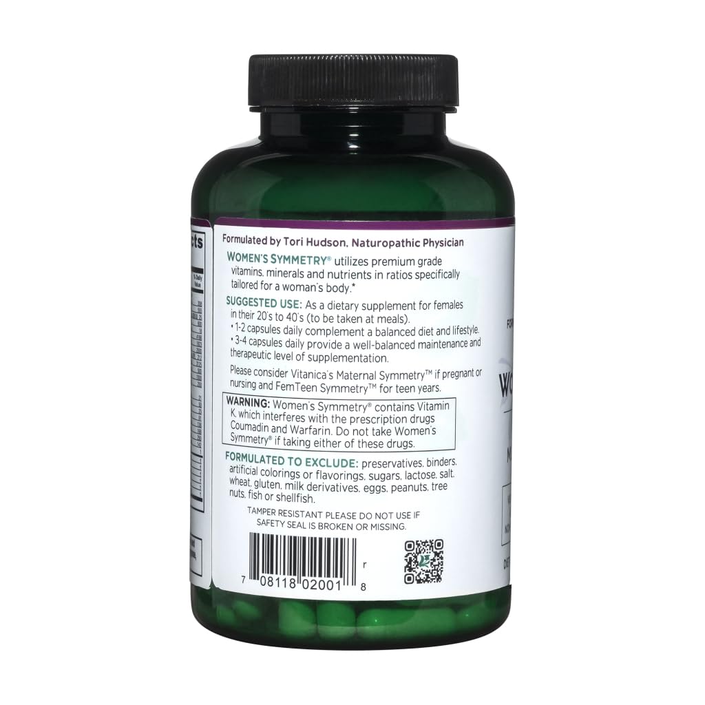 Vitanica Women’s Symmetry Multivitamin ingredients list