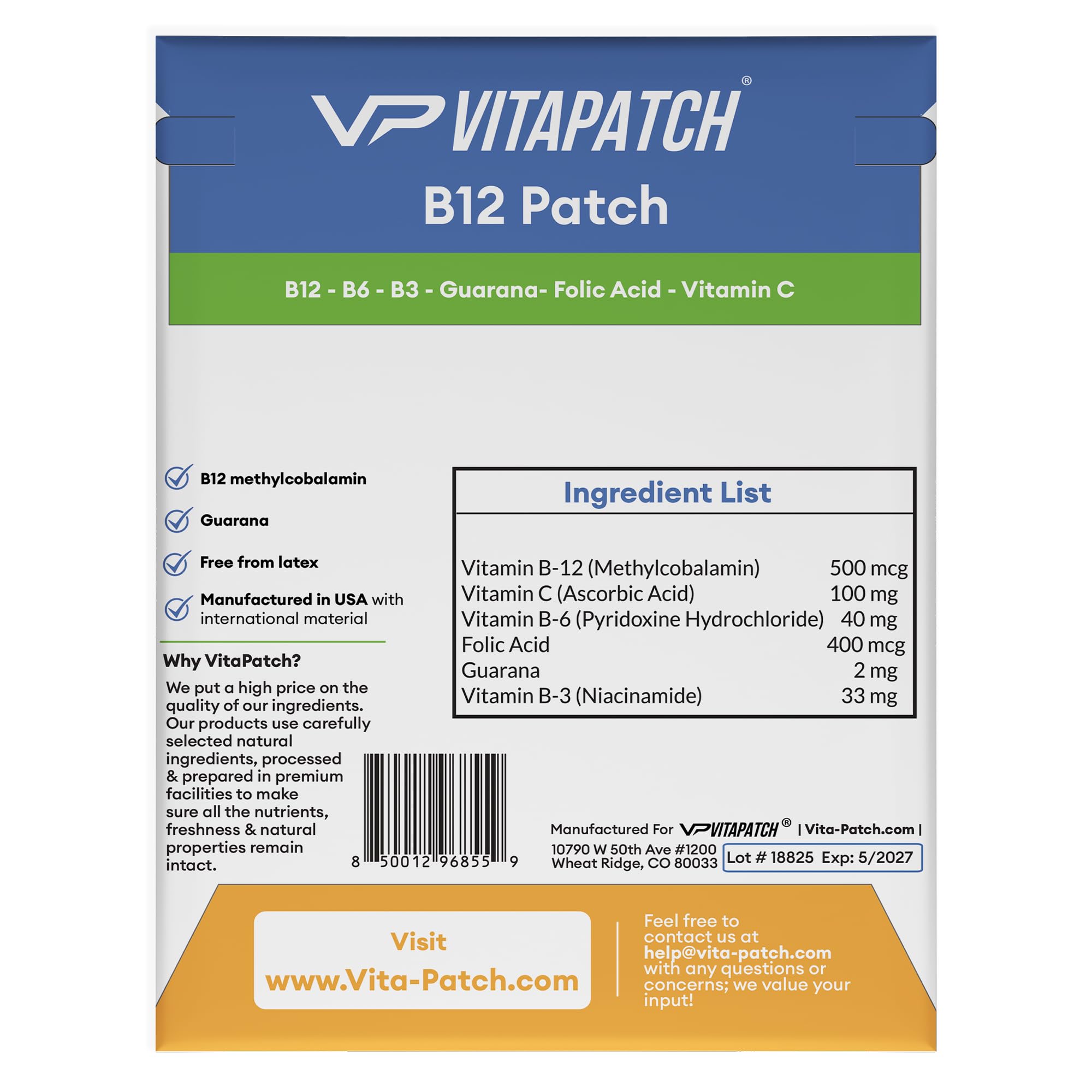 VitaPatch B12 Patch close-up showing peel-off design