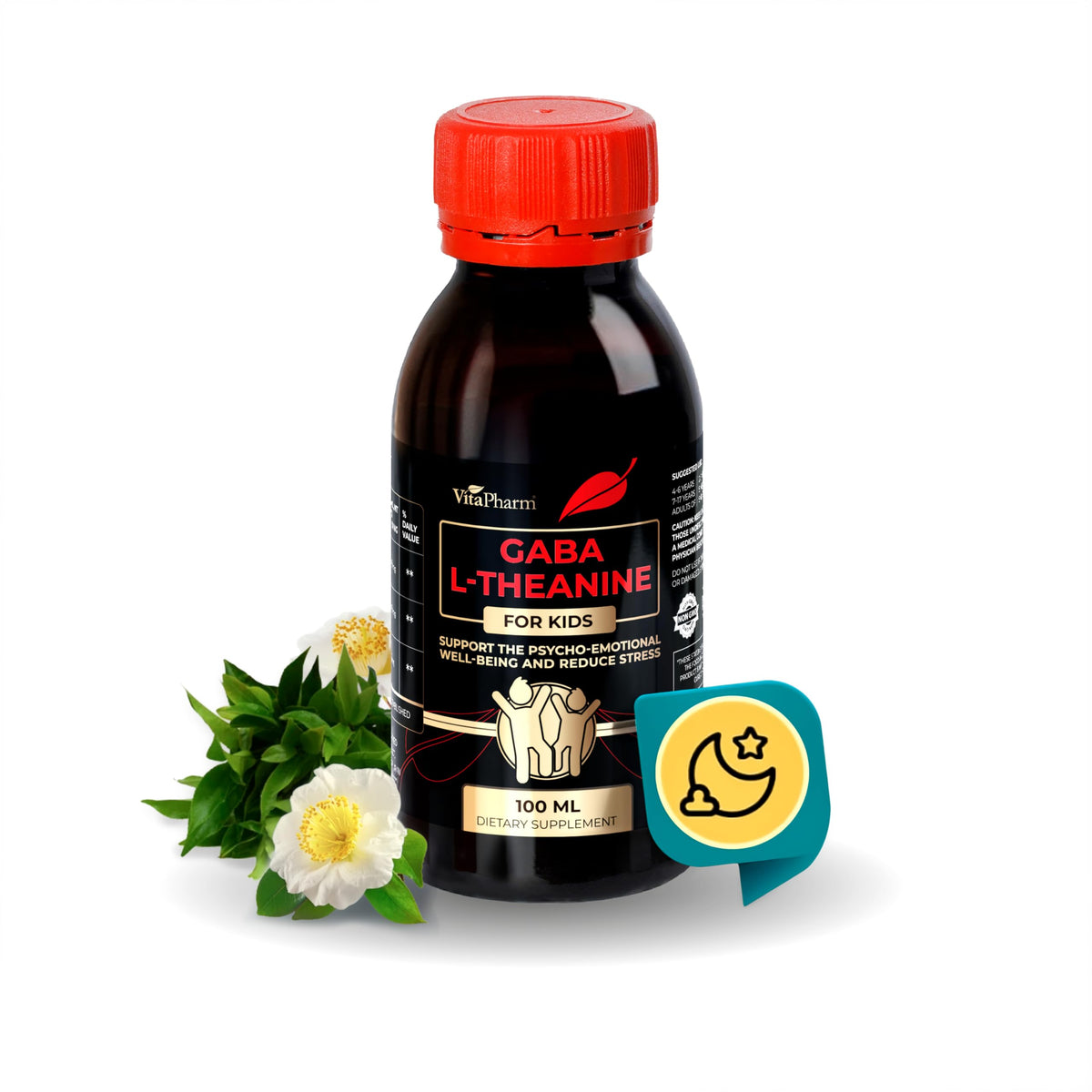 VitaPharm L-Theanine Drops for Kids front view with liquid inside