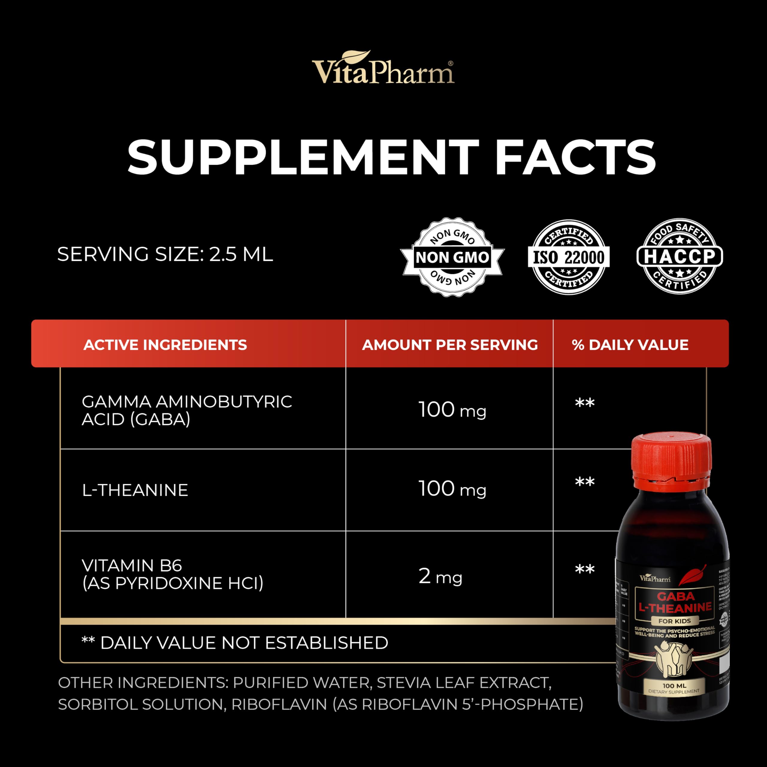VitaPharm L-Theanine Drops for Kids with juice and water for mixing