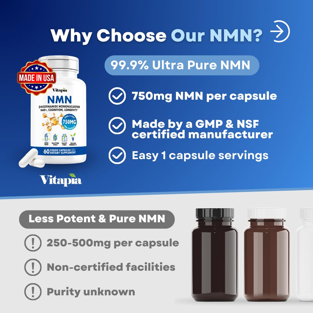 Vitapia NMN Supplement 750mg capsule bottle with label