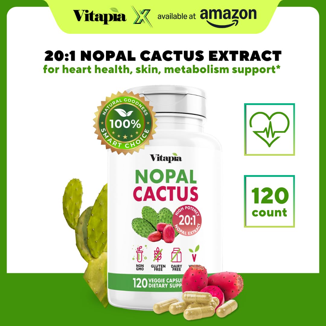 Vitapia Nopal Cactus Capsule Supplement 20:1 Extract side view