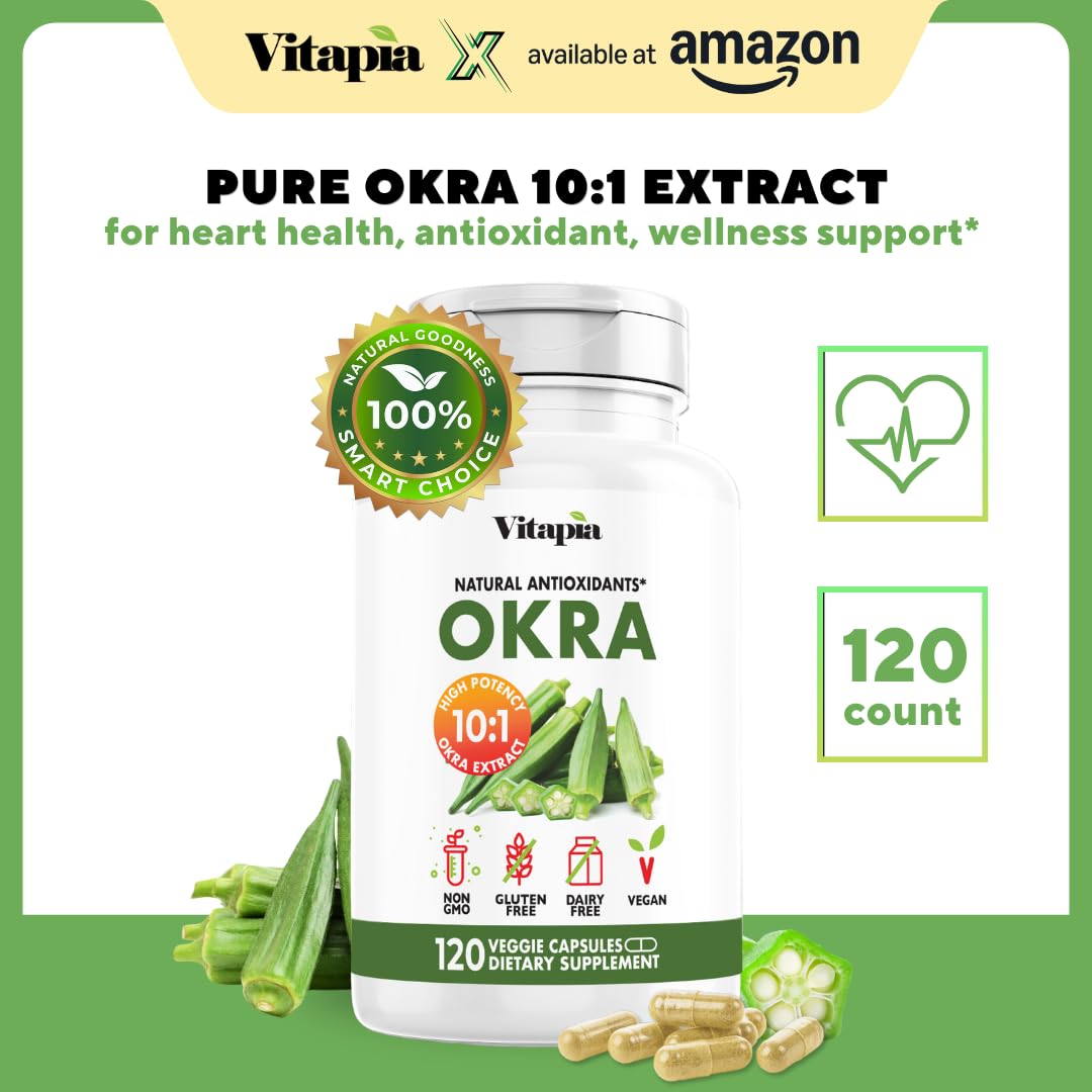 Vitapia Okra Extract Capsule Supplement back view
