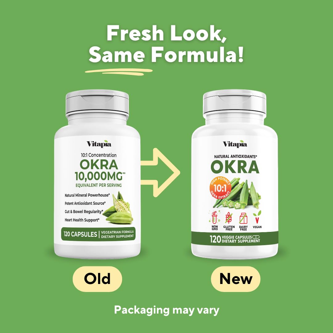 Vitapia Okra Extract Capsule Supplement side view