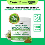 Vitapia Organic Broccoli Sprout Powder 100g back view with nutrition facts