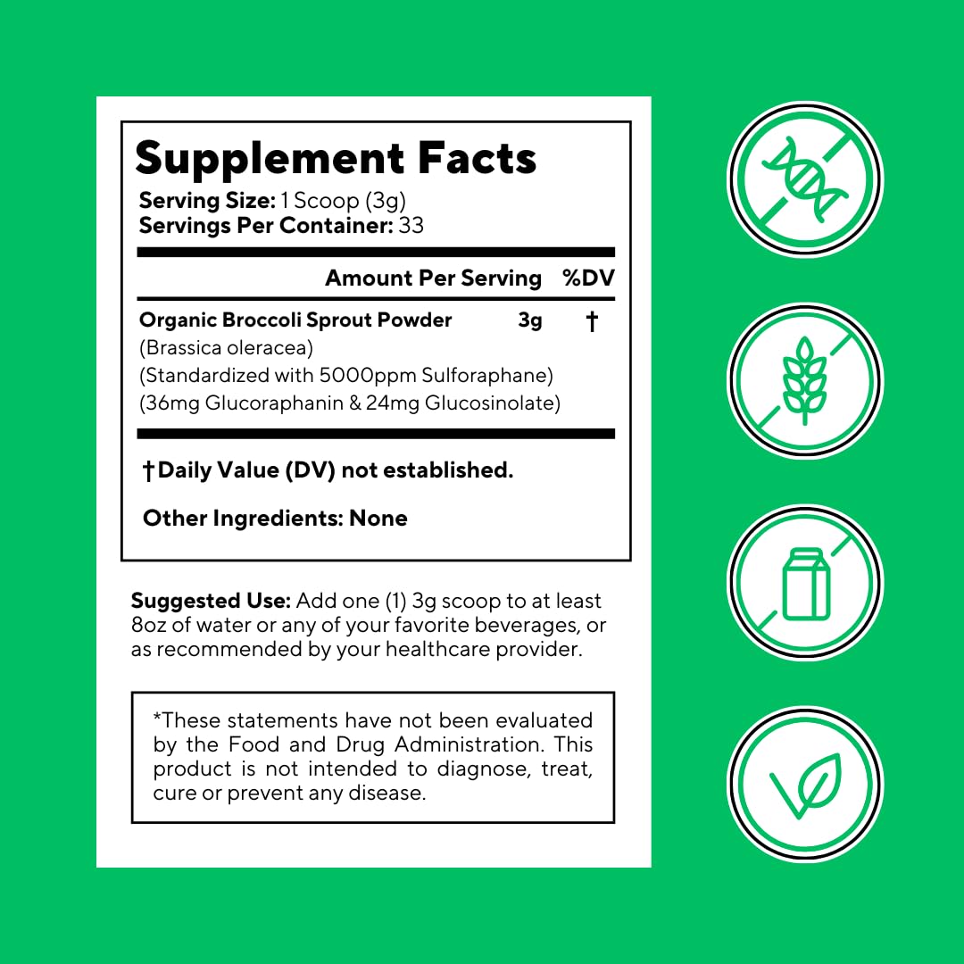 Vitapia Organic Broccoli Sprout Powder container on a kitchen counter