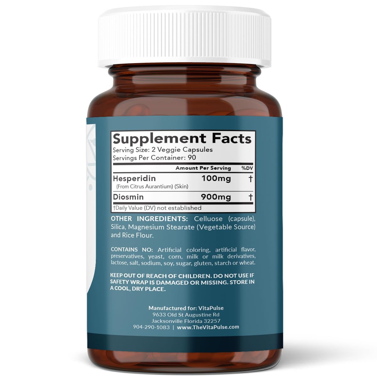 VitaPulse Hesperidin Plus 180 vegetarian capsules side view