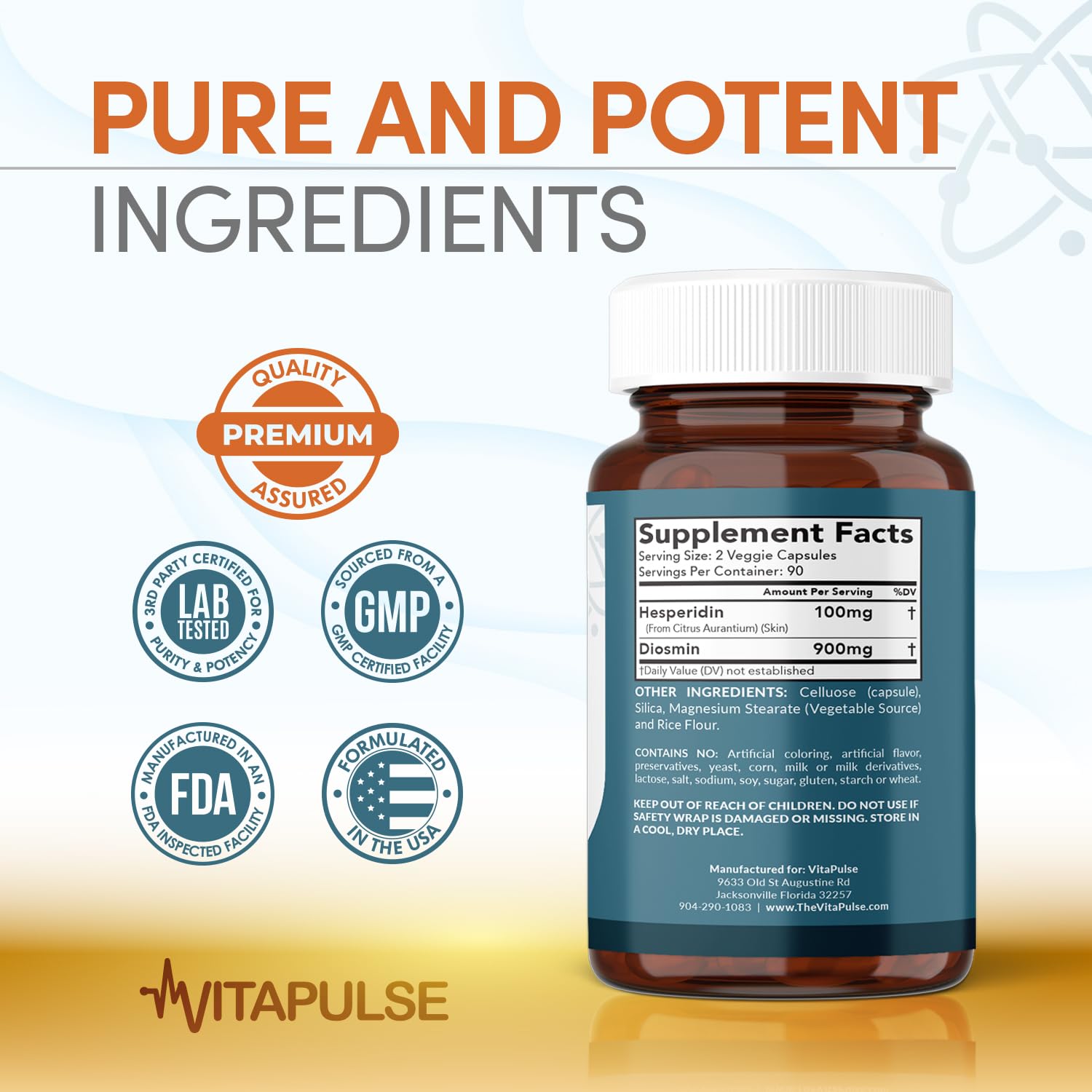 VitaPulse Hesperidin Plus bottle with a measuring spoon
