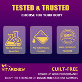 VITARENEW Creatine Gummies on a gym bench