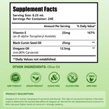 VITARENEW Oregano Oil Drops back label with ingredients