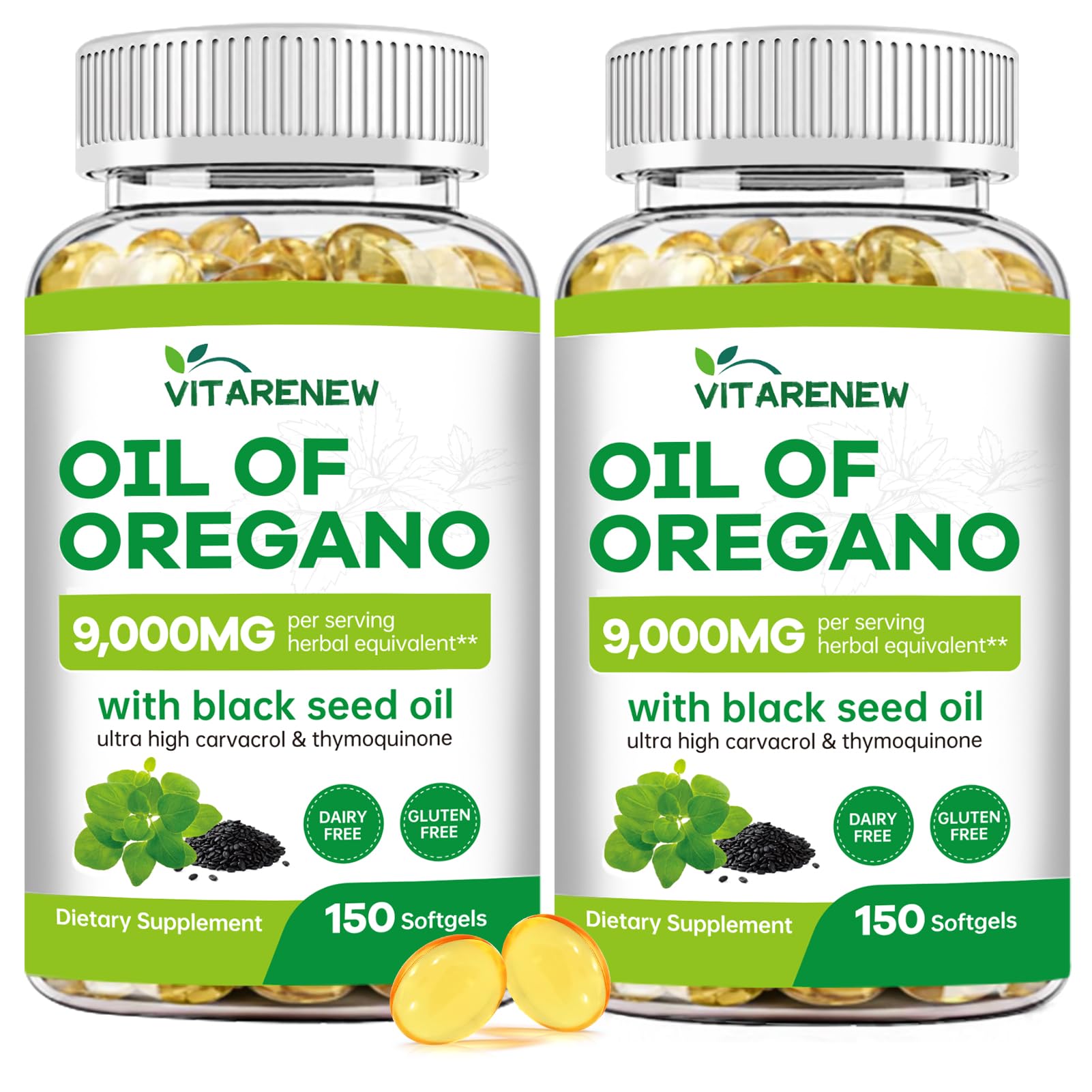 VITARENEW Oregano Oil Softgels 300 Count front view