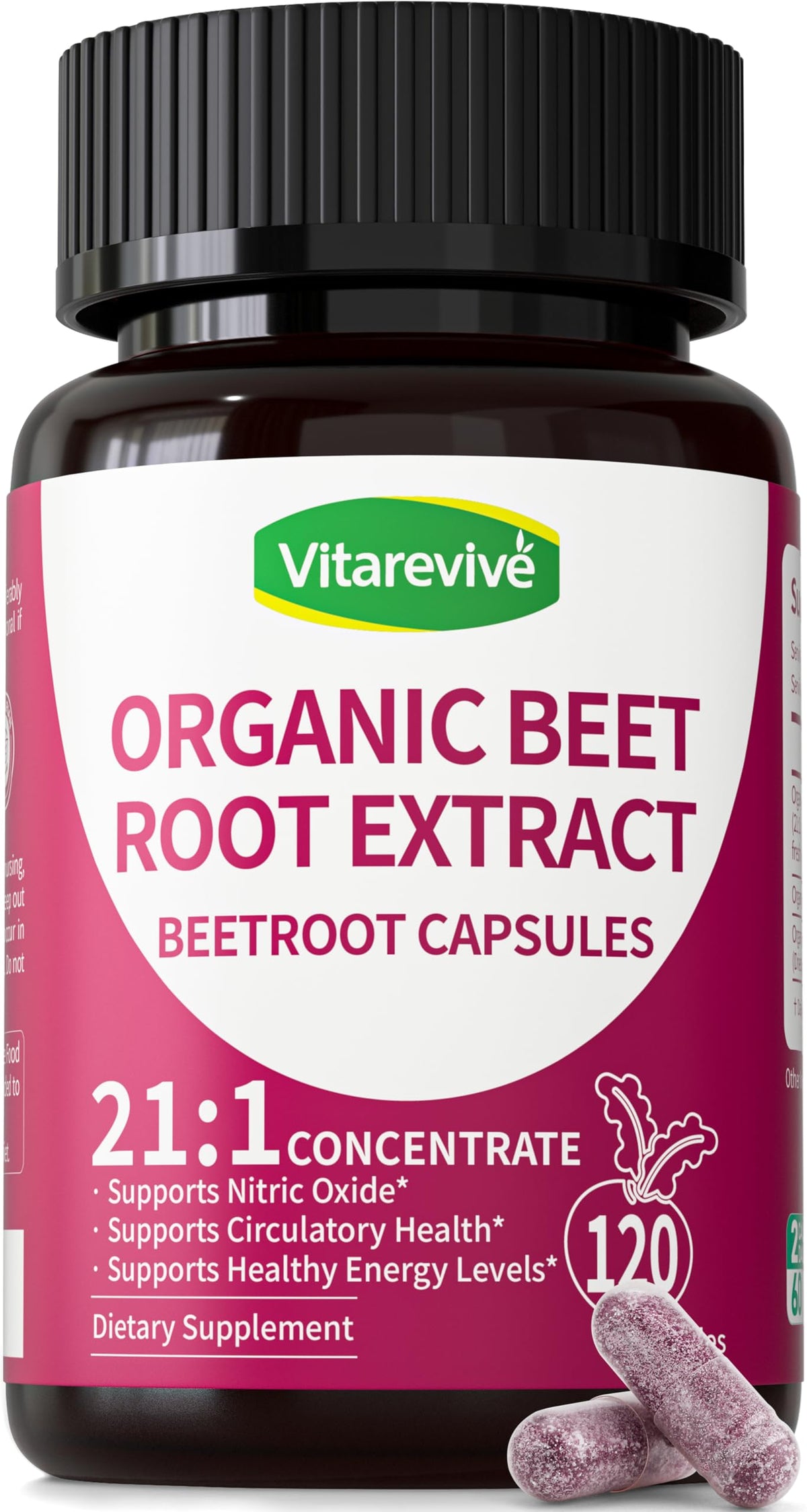 Vitarevive Beet Root Capsules 90 count front view