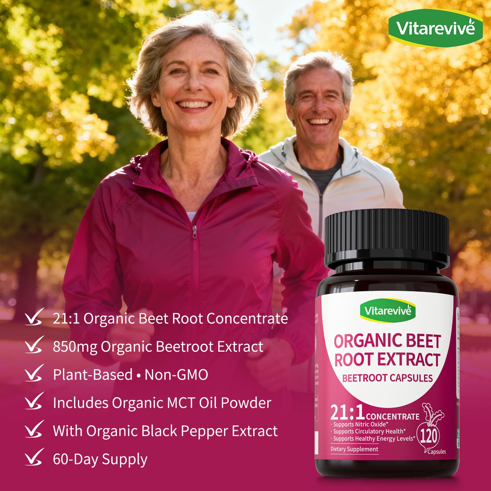 Vitarevive Beet Root Capsules bottle with cap open