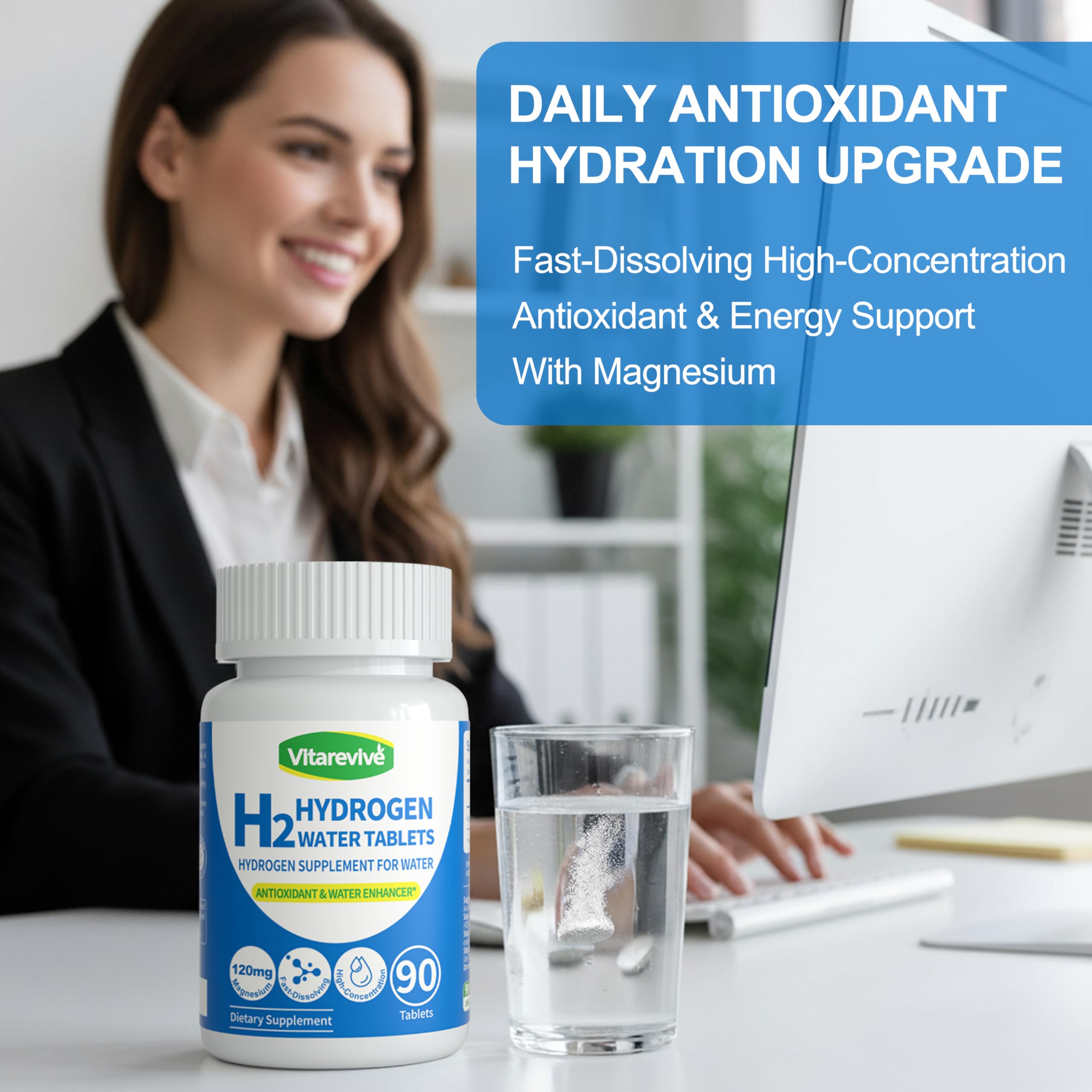 Vitarevive Hydrogen Water Tablets with magnesium ingredient label