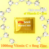 VitaSeek Vitamin C + Zinc sachet being mixed with water