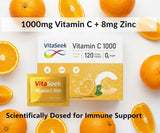 VitaSeek Vitamin C + Zinc sachet close-up showing details