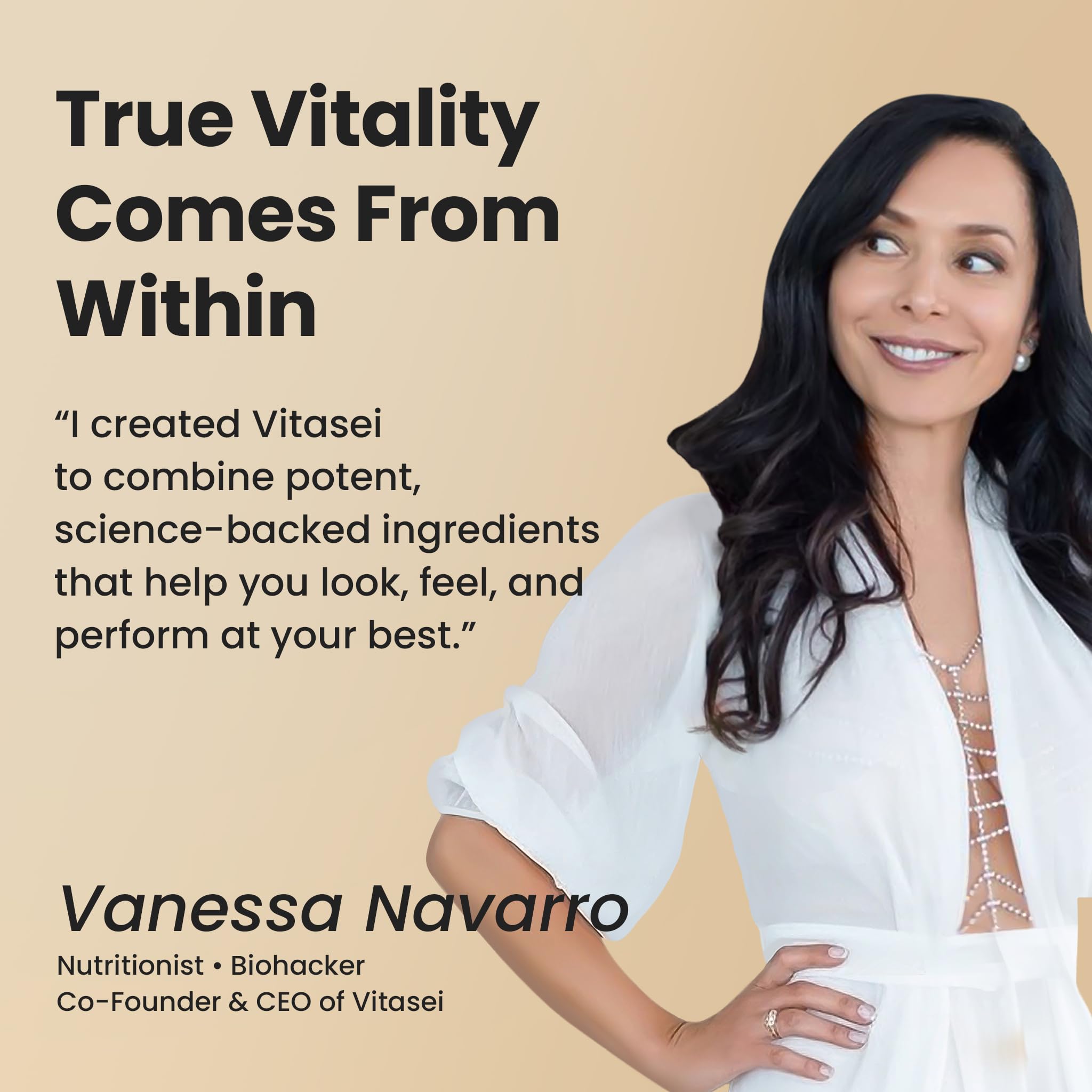 VITASEI Hydrolyzed Collagen Peptides Powder with ingredients on a table