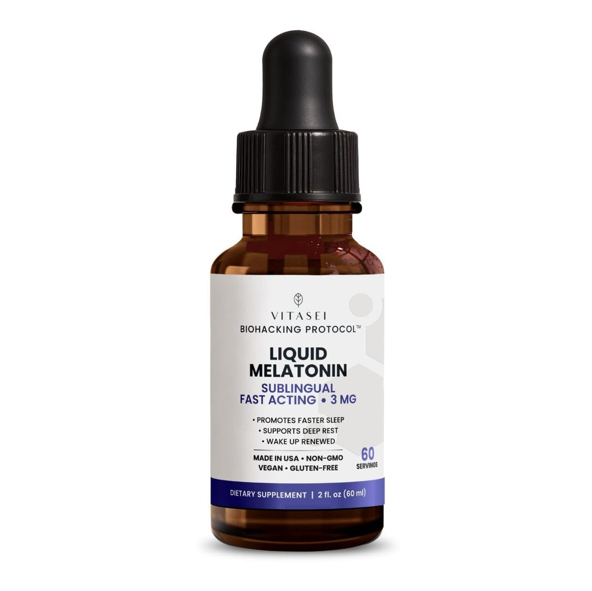 VITASEI Liquid Melatonin 3mg 60ml bottle front view