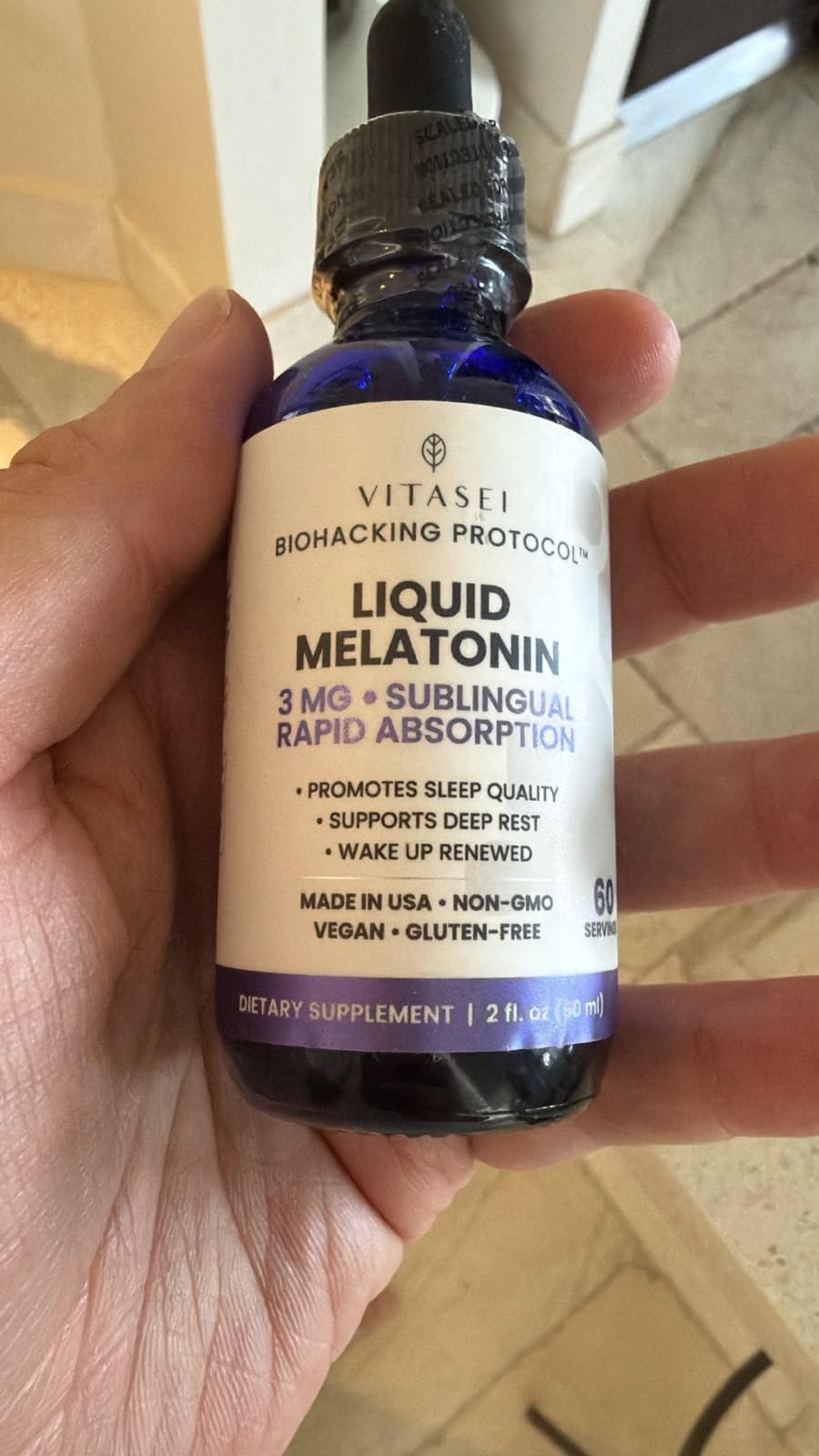 VITASEI Liquid Melatonin dropper close-up
