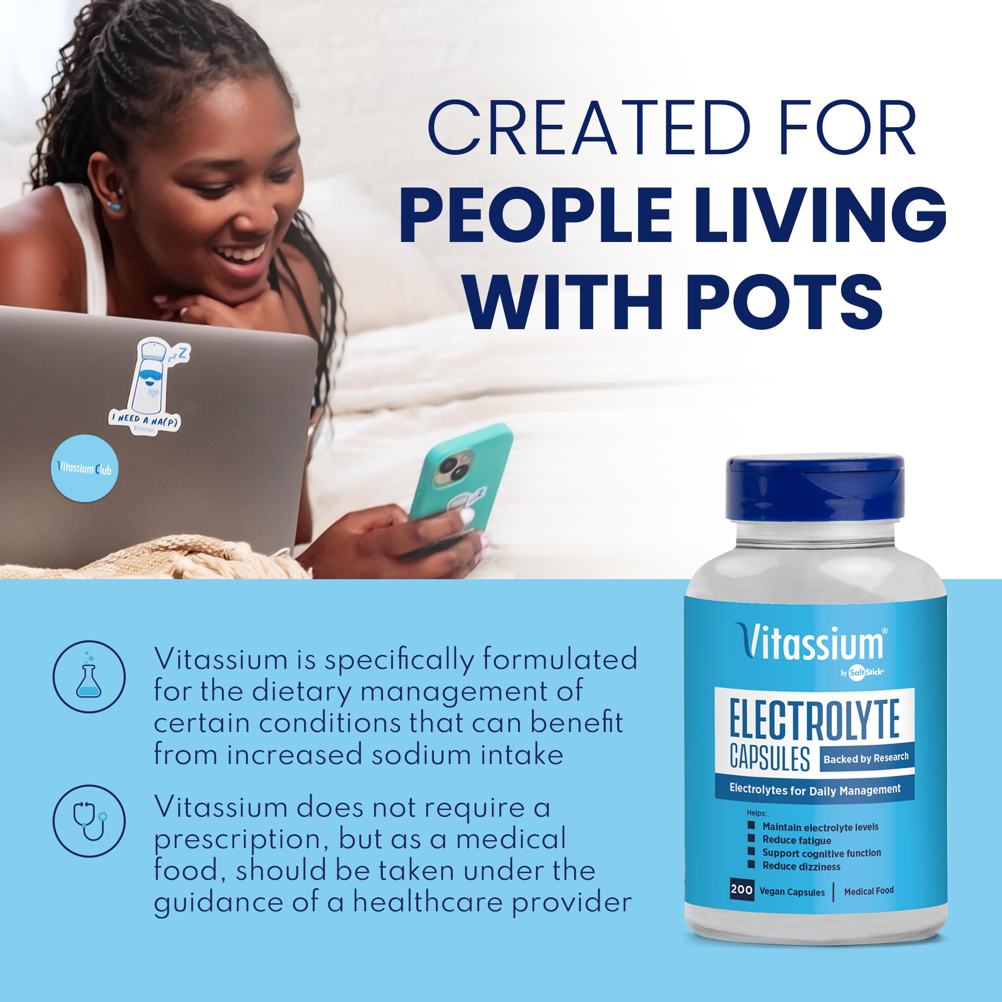 Vitassium Electrolyte Capsules opened bottle with capsules inside