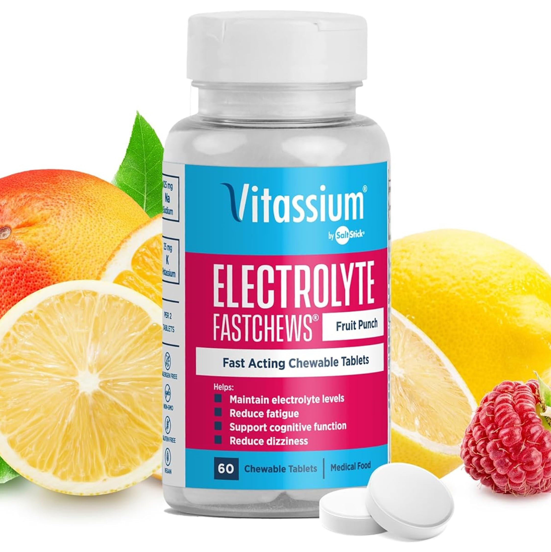 Vitassium FastChews chewable electrolyte tablets front view